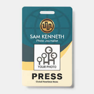 Professional Stylish Global Wave Press Staff Photo ID Badge