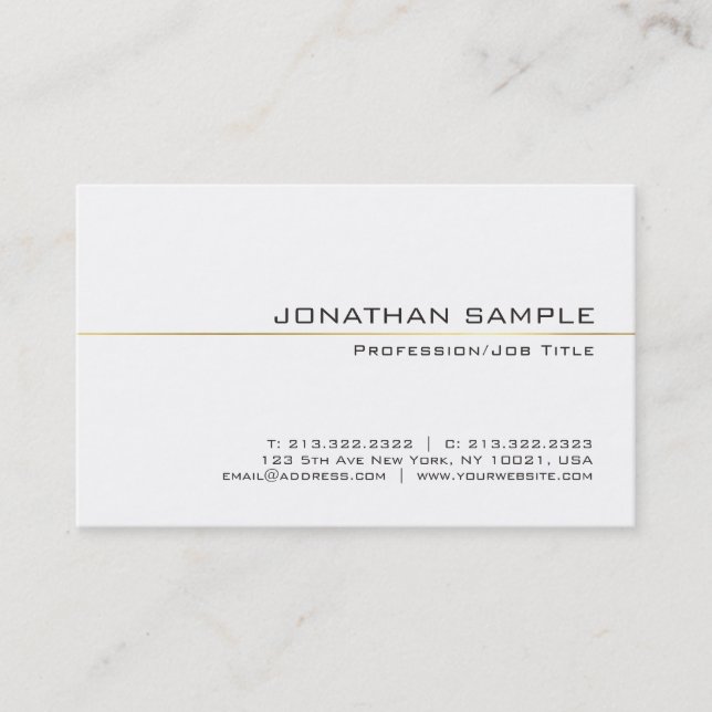Professional Stylish Gold Stripe Simple Plain Luxe Business Card (Front)