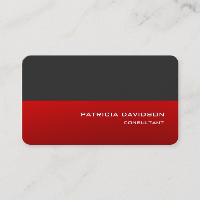 Professional Stylish Grey Red Modern Elegant Business Card (Front)