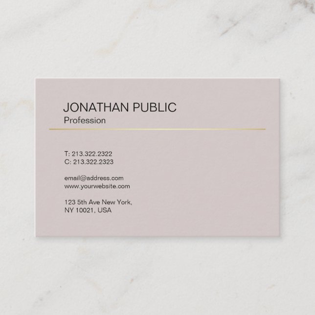 Professional Stylish Modern Design Sleek Plain Business Card (Front)