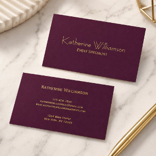 Professional Stylish Modern Minimalist Burgundy Business Card