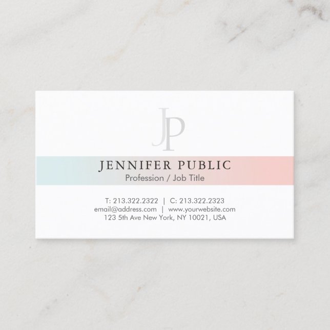 Professional Stylish Plain Modern Monogram Trendy Business Card (Front)
