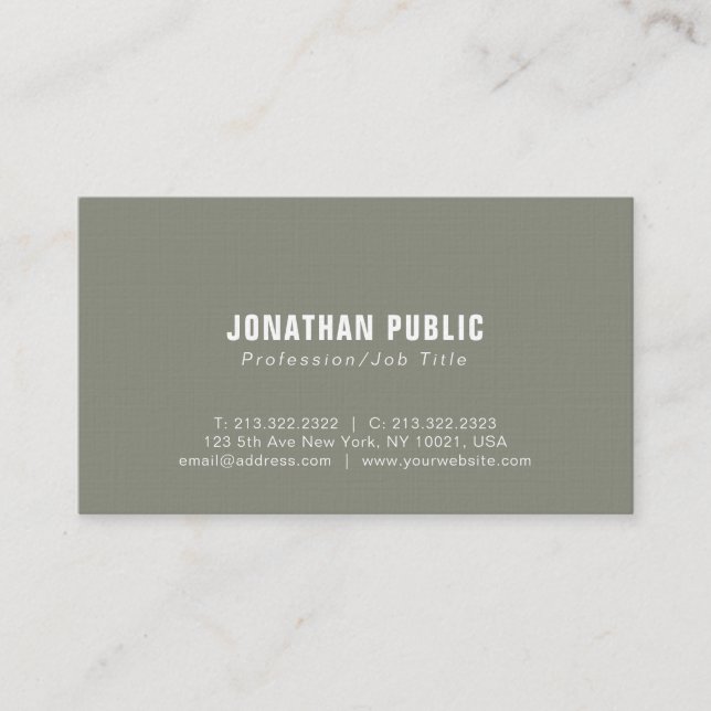 Professional Stylish Plain Premium Linen Luxury Business Card (Front)