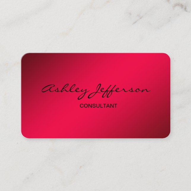 Professional Stylish Script Trendy Red Business Card (Front)