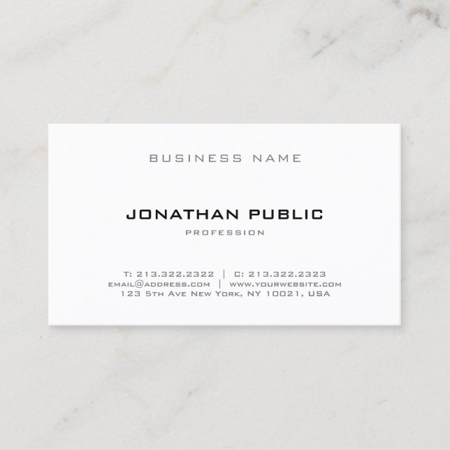 Professional Stylish Sleek Elegant Plain Modern Business Card (Front)