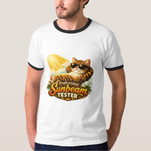 Professional Sunbeam Tester Retro Funny Cat Ringer T-Shirt