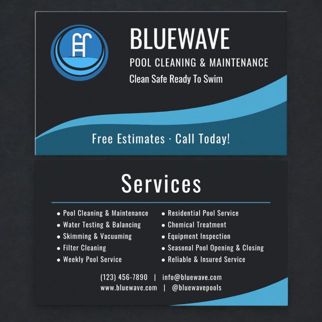Professional Swimming Pool Maintenance Company Business Card (Creator Uploaded)