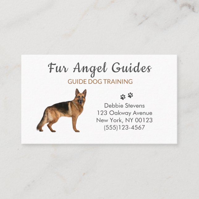 Professional Tan German Shepherd Dog Training  Business Card (Front)