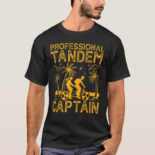 Professional Tandem Captain Couple Bicycle Biking T-Shirt (Front)