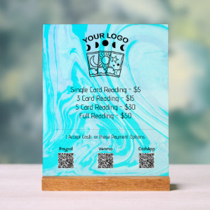 Professional Tarot Reader Logo Green Price List Acrylic Sign