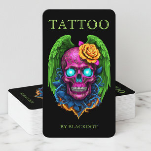 Professional Tattoo Studio winged skull Tattooist Business Card