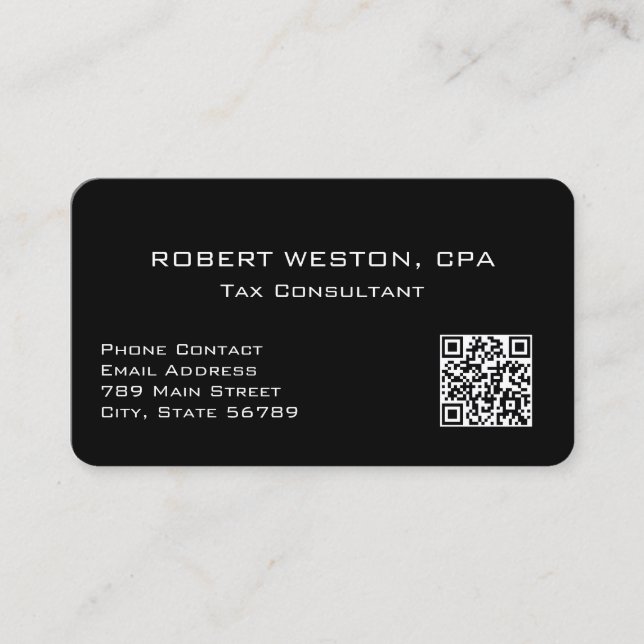 Professional Tax Accountant Editable QR Code Business Card (Front)