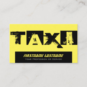 Professional taxi driver cabdriver yellow taxi business card