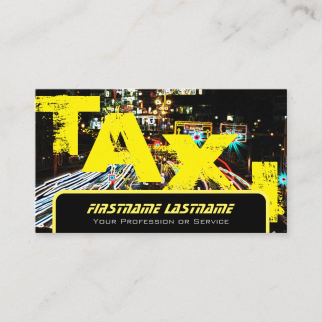 Professional taxi driver cabdriver yellow taxi business card (Front)