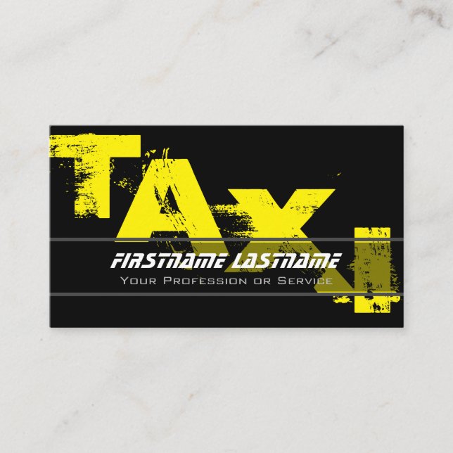 Professional taxi driver cabdriver yellow taxi business card (Front)