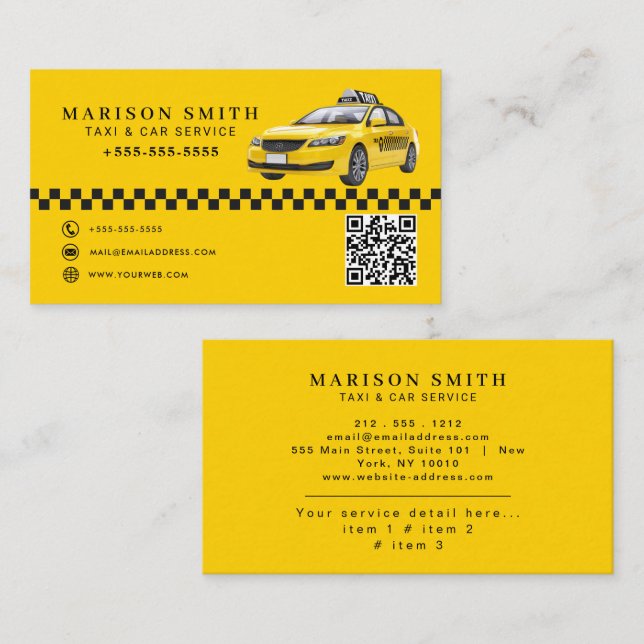 Professional Taxi Service  Business Card (Front/Back)
