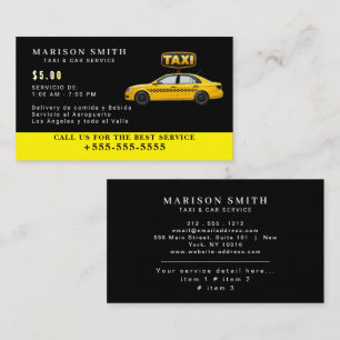 Professional Taxi Service Business Card