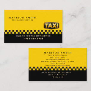 Professional Taxi Service Business Card
