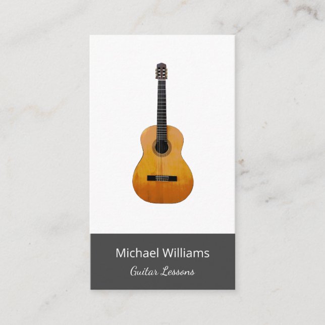 Professional Teacher Guitar Music Lessons  Business Card (Front)