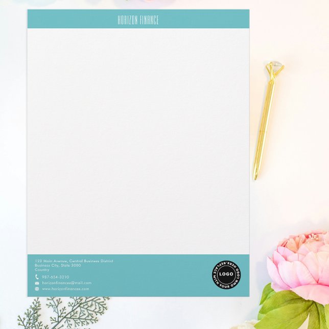 Professional Teal Green Strip Custom Letterhead (Creator Uploaded)