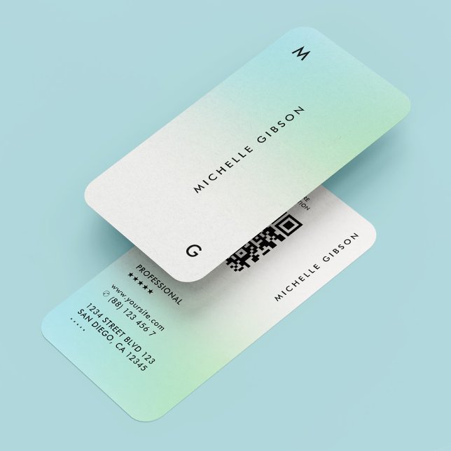 Professional Teal Ombre Minimal Simple Business Card (Professional Teal Ombre Minimal Simple Business Card
)