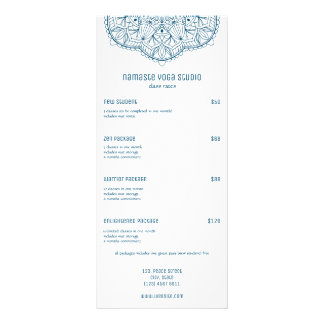 Professional Teal Yoga Class Rates Custom Photo Rack Card