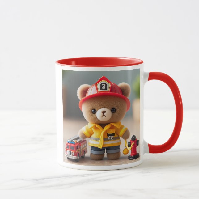 Professional teddy bear firefighter. mug (Right)