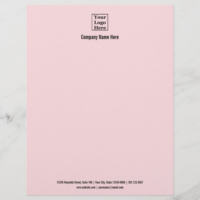 Professional Template Black & Pink Business Logo Custom Letterhead (Front)