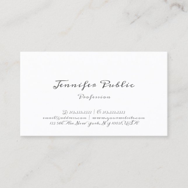 Professional Template Modern Handwriting Simple Business Card (Front)