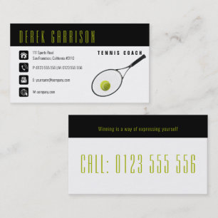 Professional Tennis Coach   Tennis Racket Business Card