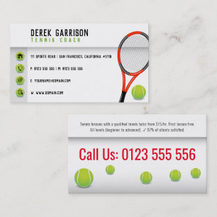 Professional Tennis Coach   Tennis Racket Business Card