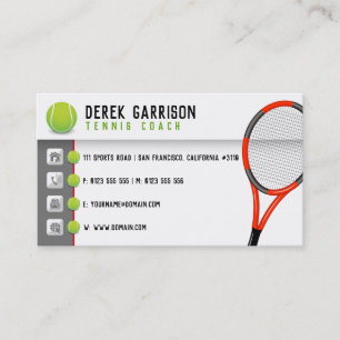 Professional Tennis Coach   Tennis Racket Business Card