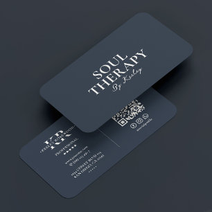 Professional Therapist Charcoal Blue Modern Business Card