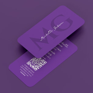 Professional Therapist Royal Purple Monogram  Business Card