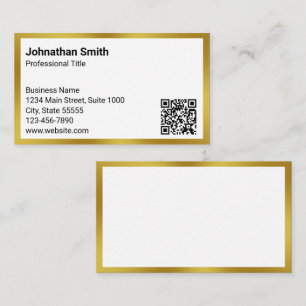 Professional Title Contact Info White Gold QR Code Business Card