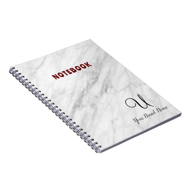 Professional Touch Name Customise White Marble Notebook (Right Side)