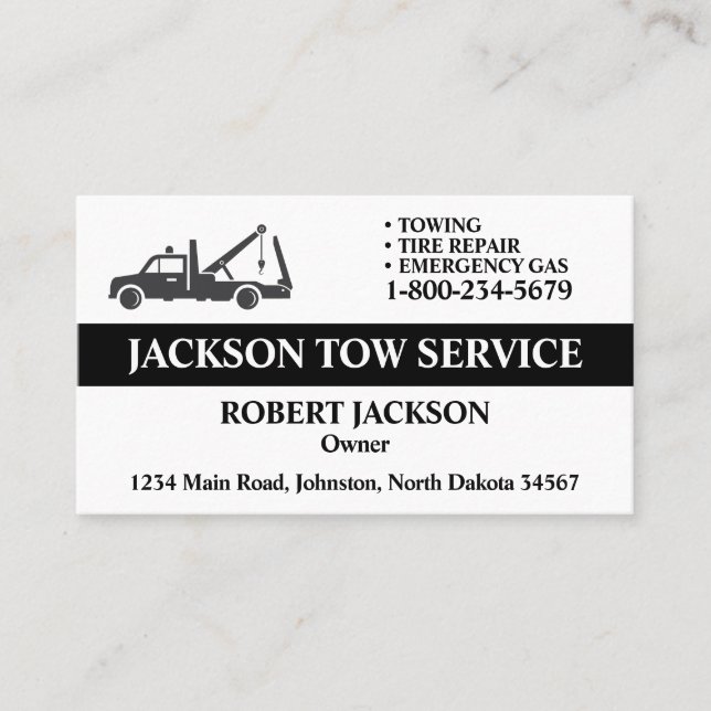 Professional Tow Truck Service Business Card (Front)