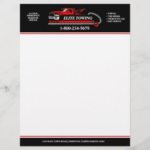Professional Tow Truck Service Custom Letterhead