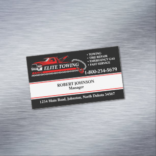 Professional Tow Truck Service Magnetic Business Card