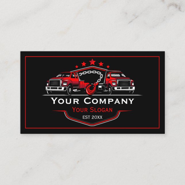 Professional Towing Company, Hauling Service Business Card (Front)