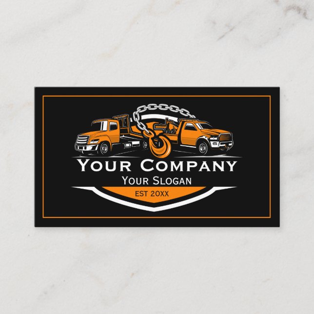 Professional Towing Company, Hauling Service Business Card (Front)