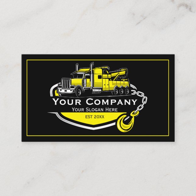 Professional Towing Company, Hauling Service Business Card (Front)