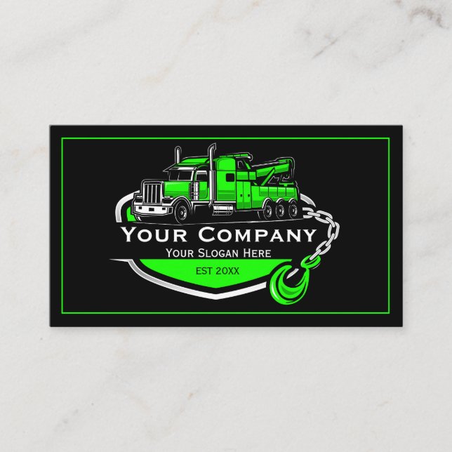 Professional Towing Company, Hauling Service Business Card (Front)