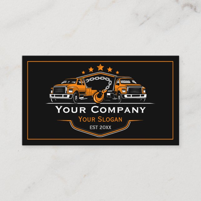 Professional Towing Company, Hauling Service Business Card (Front)