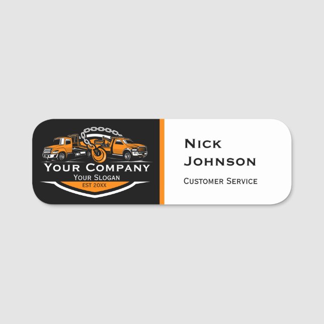 Professional Towing Company, Hauling Service Name Tag (Front)