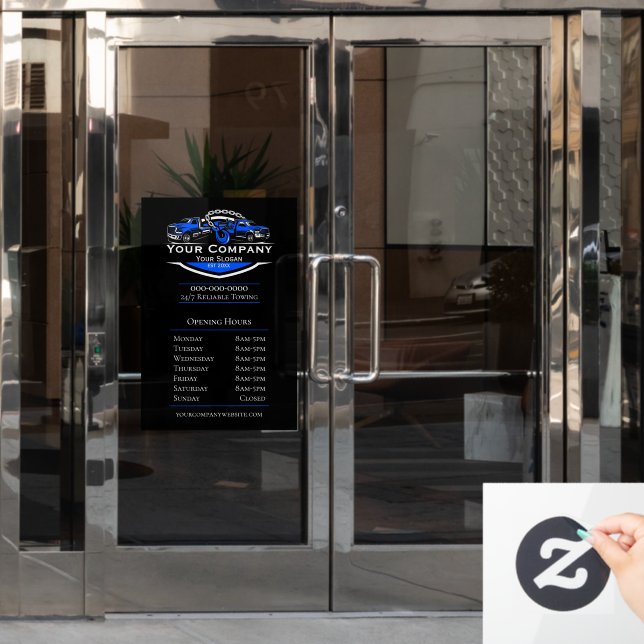 Professional Towing Company, Opening Hours Window Cling (Office Door)