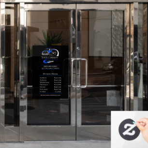 Professional Towing Company, Opening Hours Window Cling