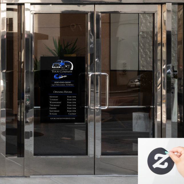 Professional Towing Company, Opening Hours Window Cling (Office Door)