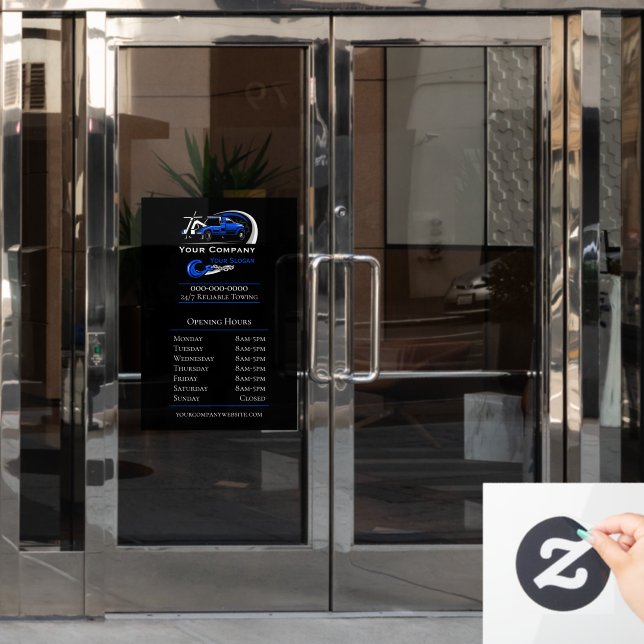 Professional Towing Company, Opening Hours Window Cling (Office Door)