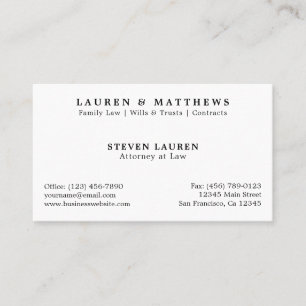 Professional Traditional Black and White Classic Business Card